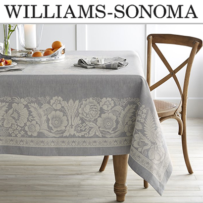 [해외][윌리엄 소노마] Vintage Floral Jacquard Tablecloth, Grey